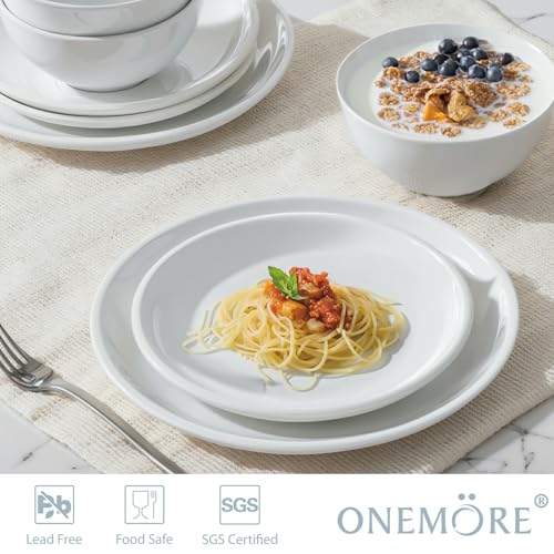 ONEMORE Plates and Bowls Set, Dinnerware Sets for 4, Porcelain Kitchen Dishes Set 12pcs, Scratch Resistant, Modern Aesthetic Plate Set - Microwave & Dishwasher Safe - Image 4