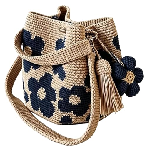 EstéticDe Crochet Para Mujer - Bolso Boho De Crochet Con Flores Hecho A Mano | De Mano De Para Toalla De Playa, De Natación, Crucero, Vacaciones, Viajes, Verano, Gimnasio, Almuerzo,