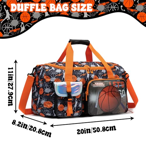 Kids Duffle Bag Boys Overnight Bag for Kids Weekender Travel Bags for Boys Sports Gym Basketball Tennis Bags with Shoe Compartment2