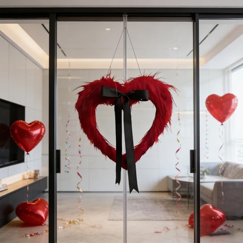 Couronne de Saint-Valentin durable pour décoration de porte solide
