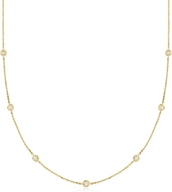 Ross-Simons Pure Collection 0.20 ct. t.w. Diamond Station Necklace in 14kt Yellow Gold. 16 inches