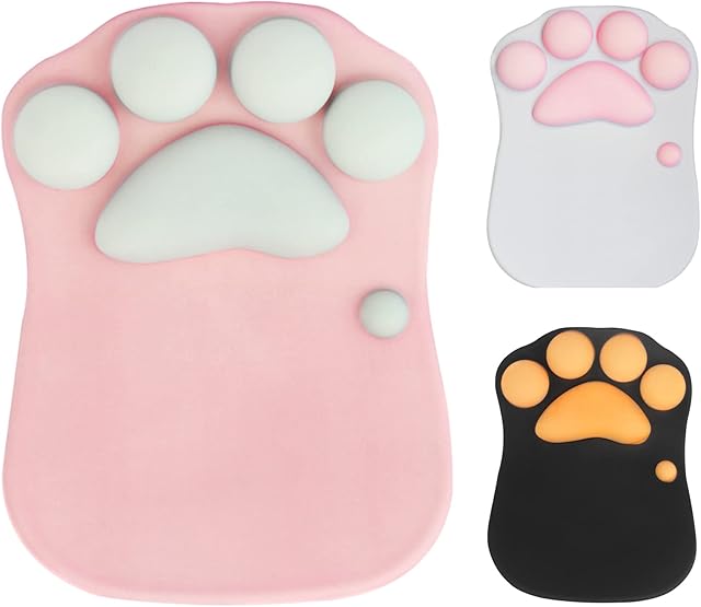 STAR-LINK Cat Mouse Pad with Wrist Support, Portable Ergonomic Anti-Slip Gaming Mouse Mat Cartoon Cute Cats Soft Silicone Gel Rests Wrist Cushion Rest Micemat Comfort Mousepats (10.6×8.0)