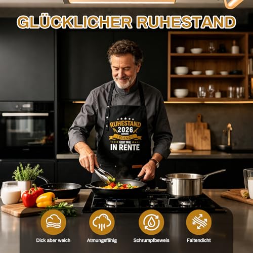 Hpbaggy Ruhestand Geschenk Mann, Grillschürze für Männer zur Rente, Pension Geschenk Mann, Lustig Grillschürze, Schürze Küchenschürze Geschenke für Rentner, Kochschürze Zum Renteneintritt Männer