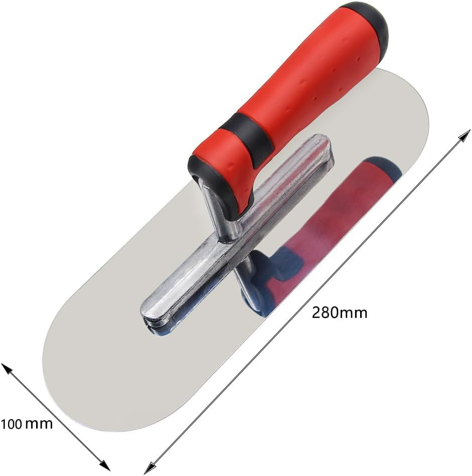 Concrete Tools Set Stainless Steel Pool Trowel (11" x 4") plus Concrete Edger (6" x 3", 1/2"R) and Groover (6" x 3", 1/2"W,1/2"D) Stucco Cement Finishing Masonry Construction Hand Kit