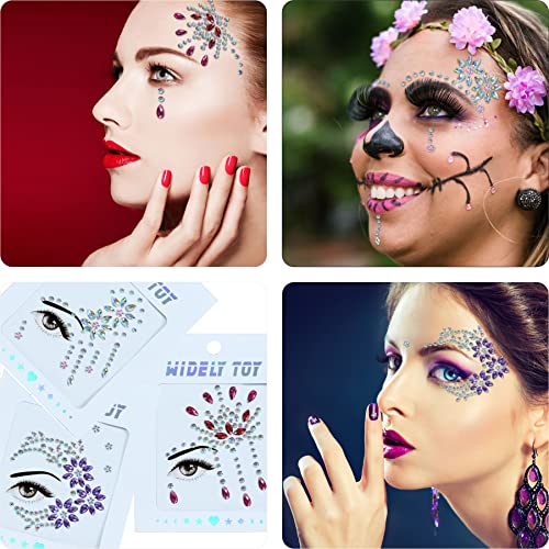 Face Jewels 6 Sheets Face Gems Stick On, 10g Chunky Glitter, Face Jewelry Rhinestones Crystals Stickers, Fairy Euphoria Eye Body Makeup Rave Clothes Festival Outfit Accessories - Image 5