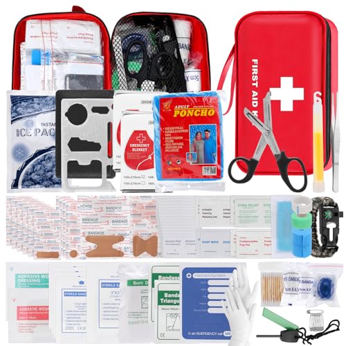 Kit Completo de Botiquín de Primeros Auxilios 200 Piezas, Bolsa Médica para Emergencias Interiores y Actividades al Aire Libre, para Coche Casa Lugar Trabajo Mochila y Acampar Senderismo Viaje
