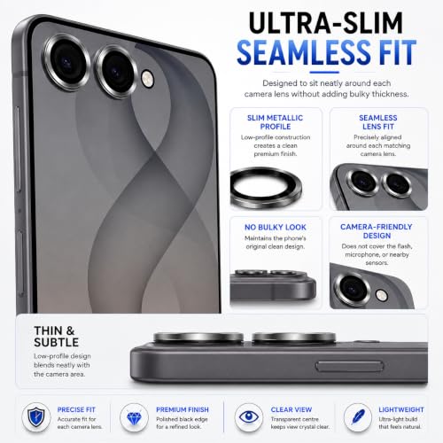 Image of FIRST MART Camera Lens Protector for Samsung Galaxy Z Flip 8 | Black AR+AF Camera Rings with Auto-Align Frame, 9H Tempered Glass, Scratch Resistant, Case-Friendly | Pack of 1