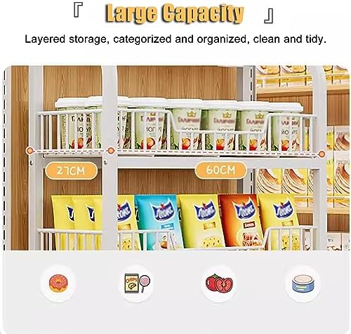 5 Shelf Floorstanding Display Stand for Snacks, Beverages, Toys, Fruits - Commercial Supermarket & Pharmacy Storage Rack, White, 50x27 cm, Ideal for Home Kitchen Organization