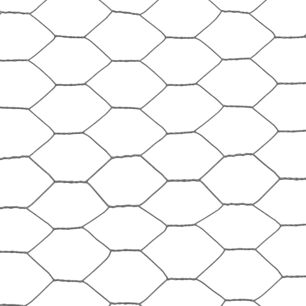 mewmewcat Grillage a Poule, Cloture Jardin, Grillage pour Jardin, Hexagonal, Acier Gris 25x1 m Maille 50 mm