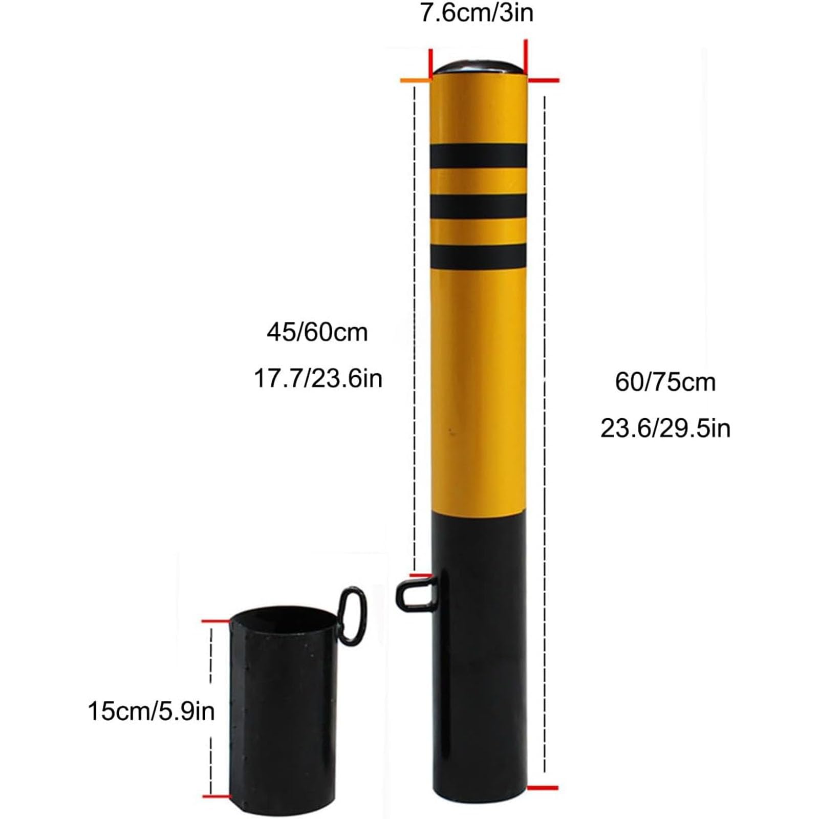 Générique Borne de sécurité Amovible avec Manchon d'encastrement et cônes de signalisation - 75 cm (29,5 po) pour Une Protection de Zone renforcée, Durable, Installation