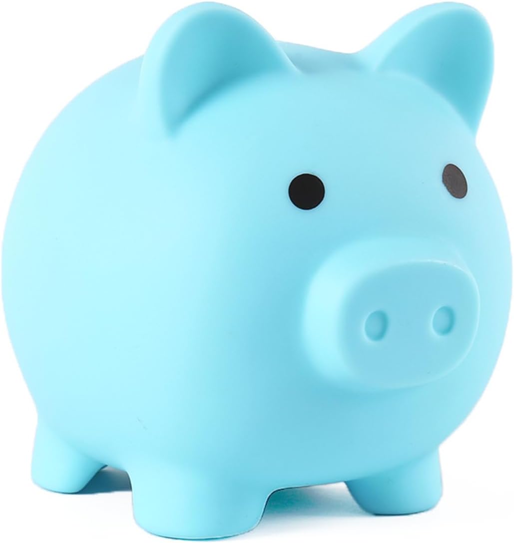 PandaEar Unbreakable Piggy Bank for Kids - Shatterproof Plastic Coin Saver, Fun Money Box Gift for Boys & Girls (Blue)