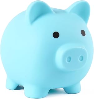 PandaEar Unbreakable Piggy Bank for Kids - Shatterproof Plastic Coin Saver, Fun Money Box Gift for Boys & Girls (Blue)