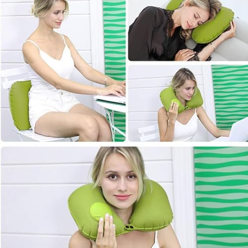 Image of Inflatable U-Shape Travel Pillow - Foldable Air Cushion Neck Support (1 Pc, Mix Color)
