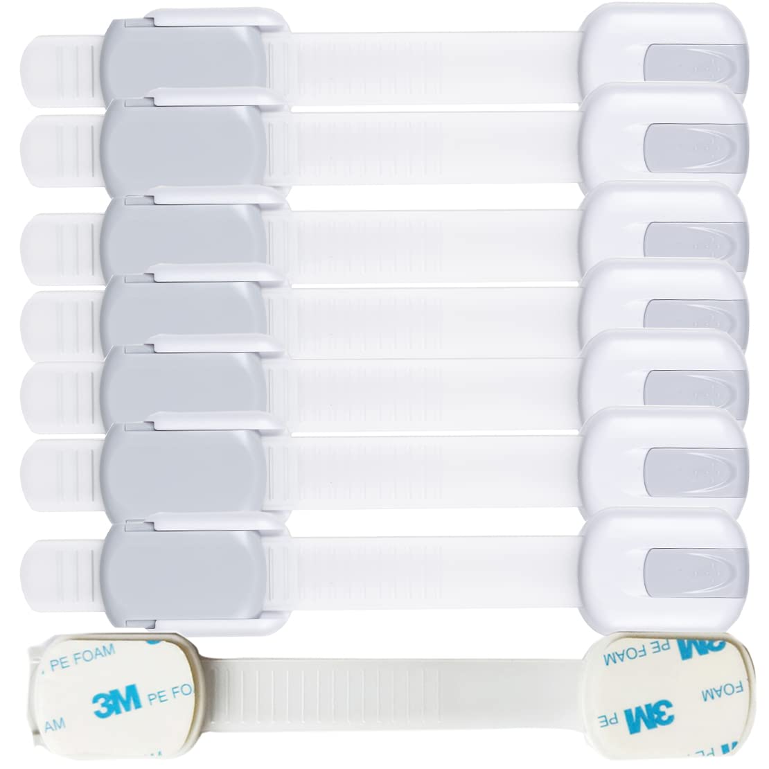 Child Proof Baby Safety Locks For Cabinet Locks Extra 3M Adhesive No Screws For Drawers Cupboard Doors (8Pack child safety cabinet locks)