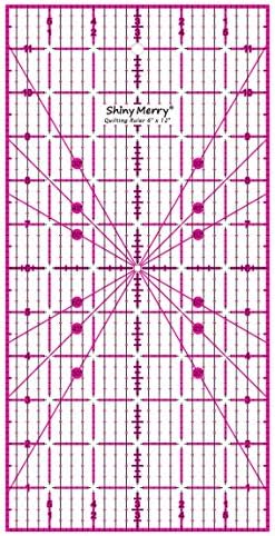 Quilting Ruler, Laser Cut Non Slip Grids Quilting Rulers,6" x 12" for Quilting,Fabric, Patchwork,Sewing & Crafts, Pink&Black Grid-shiny Merry