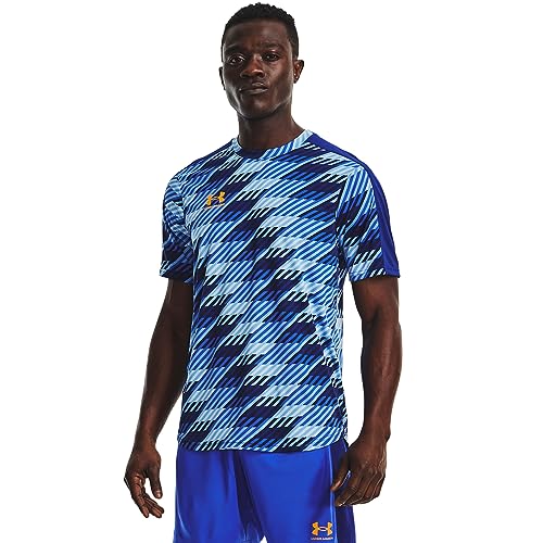 Under Armour Men's UA Challenger Training Top Maniche Corte, (456) Bauhaus Blu/Arancione Shock, L Uomo