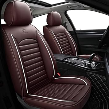 RideoFrenzy Luxury Nappa Leather Car Seat Covers for Tata Nexon & EV| Skin Fit Tailor Made Stitching | Choco Brown with White Color Piping | 14mm Evlon Foam