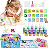AKMADM Magic Water Elf Toy Kit for Kids - Aqua Fairy Water Gel Kit - 12 Colors*60ml Squishy Maker Set - 18 Shape Molds - Arts & Crafts Water Elf Creation kit - Children's DIY Marine Life (12 Colors)