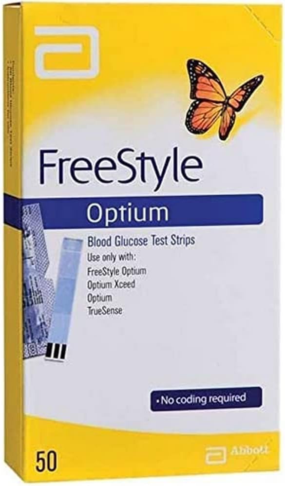 Freestyle Optium Blood Glucose Test Strips, 50 Strips