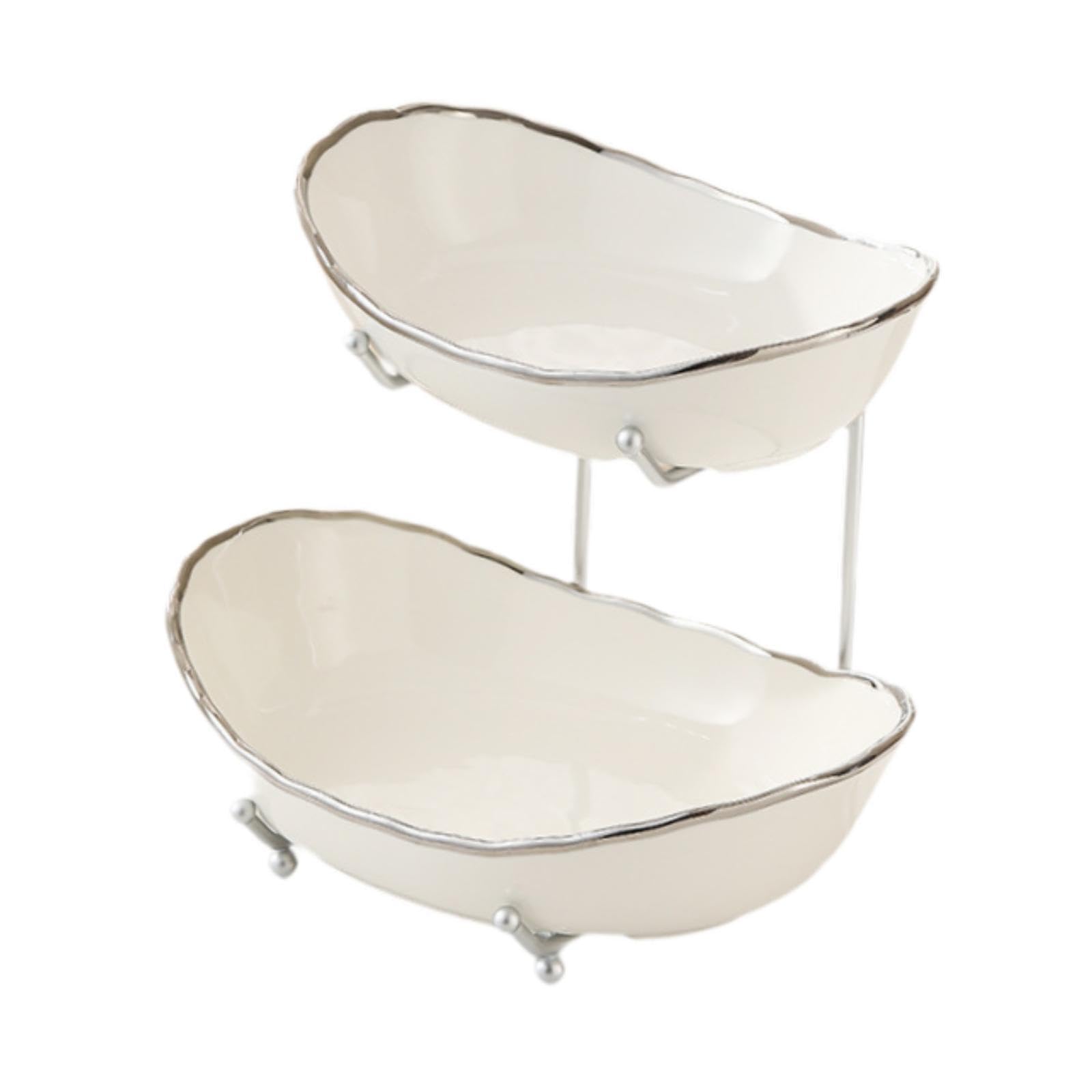 Bothyi Fruit Bowl for Kitchen Counter,Fruit Holder,Snack Dessert Tray Fruit Display Stand Tiered Fruit Basket for Dessert,Cake,Snack, Argent 2 Layer