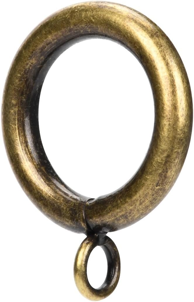 Curtain Ring Metal 42 Pcs 1.0 Inch Inner Diameter with Eyelets Fit Up to 0.8 Inch Rod Large Wire Diameter (Antique Brass-42pcs)