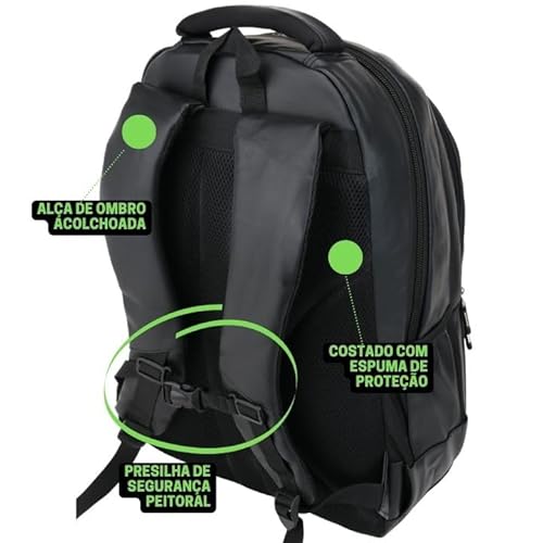 Mochila de Couro Masculina Executiva Reforçada Viagem Grande Preta para Trabalho Escolar