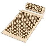 Mybeo - Akupressurmatte aus Nuturfasern - mit Kissen – Yantra Matte – zur Linderung von Rücken-, Nacken- und Fußschmerzen – mit Tragetasche – Nadelmatte – zur Tiefenentspannung - inkl. Nackenkissen