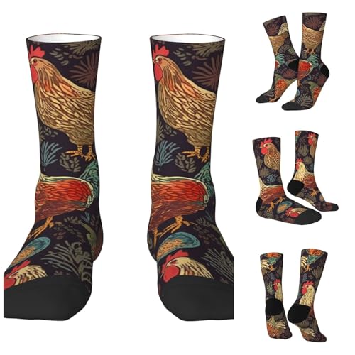 LZQPOEAS Chicken Print Athletic Socks Unisex Cushioned Crew Socks Hiking Running Calf Sock Soft Above Ankle Sock