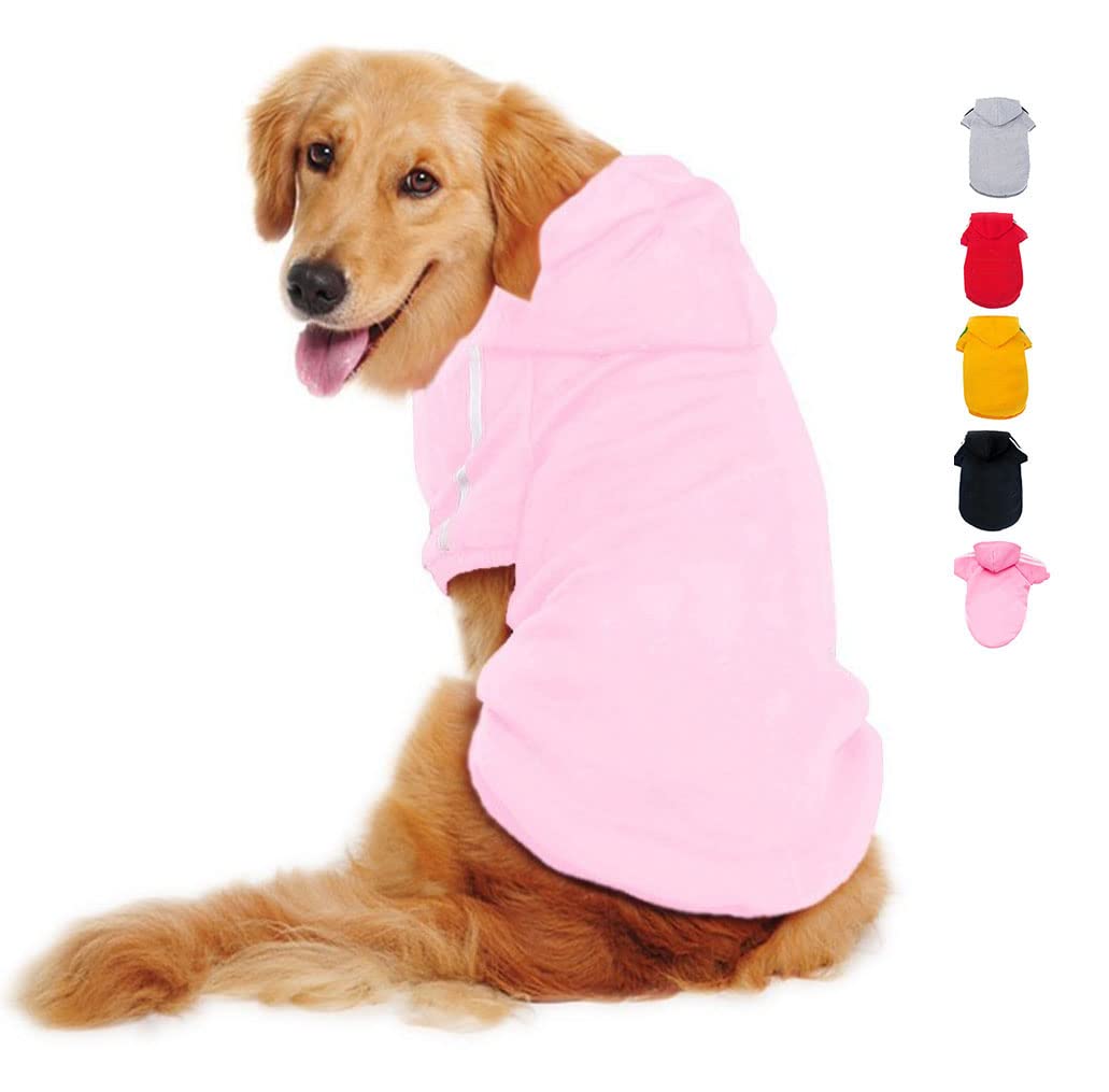 Ducomi Sudadera para Perro con Capucha 100% Algodón – Camiseta para Perros de Talla Pequeña – Ropa para Perros de Todas Las Razas y Tallas – Cálido Jersey de Color Liso de XS a 9XL (Pink, L)