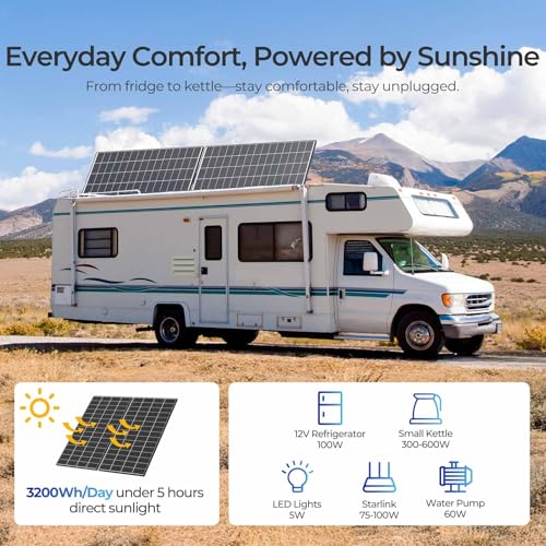 Image of Renogy 320 Watts Solar Panels 4PCS 12V /24V N-Type 18BB Solar Panel Monocrystalline Total 1280W On /Off Grid Application Over 1000 Watt Solar Panel 25% High Efficiency for Homes Roof RV Boat Black
