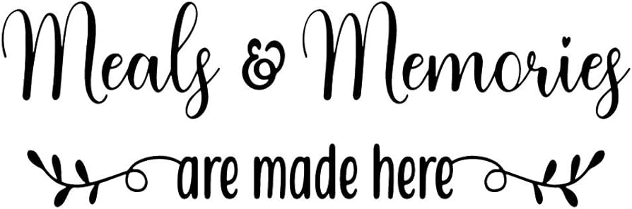Meals & Memories are Made here - Pure Black Vinyl Separated Letters Dinner Room Kitchen Wall Decal Lettering Mural Art Words Stencil Motto : ...