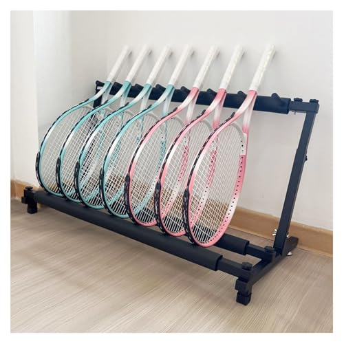 Tennis Racquet Storage Rack.Adjustable Height Badminton Racket Display Rack.Tennis Racket Holder.for Gym School Club Gymnasium Training Ground Tennis Court (Black 90.5 X