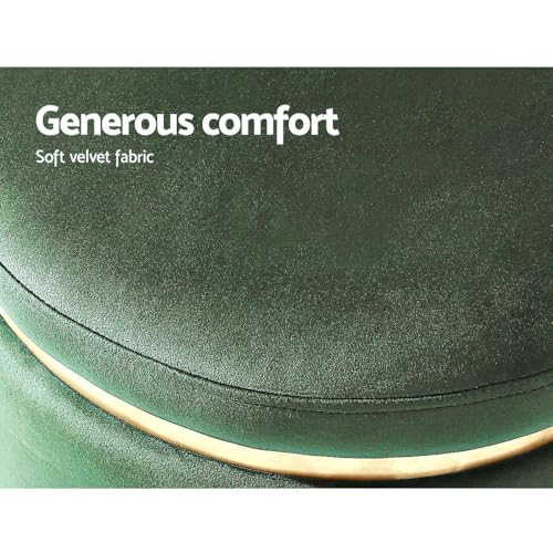 Image of Paamwood Velvet Sitting Stool - Luxurious Ottoman Footrest for Bedroom & Living Room, Wooden Sofa Side Stool, Makeup Chair, Pouf for Home & Office Decoration (Green Pack of 6)