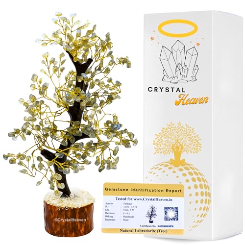 Image of Certified Labradorite Crystal Tree for Good Luck - Healing Crystals Money Tree for Wealth, Positive Energy at Home Office - Decorative Spiritual Gifts for Vastu, House Warming