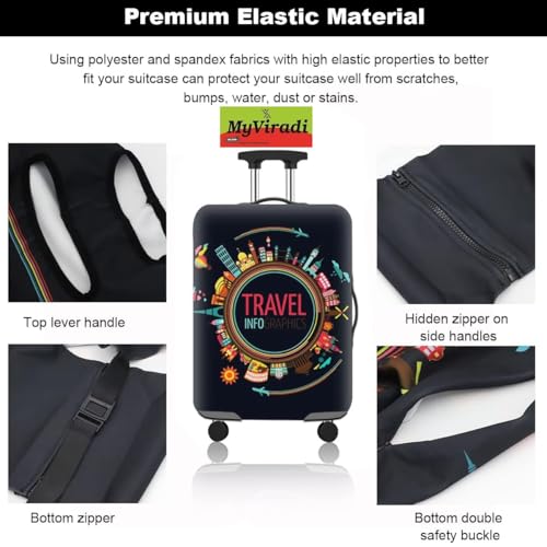 Image of Trolley Printed Cover Luggage Bag Polyester | Trolley Bags | Suitcase | Travel | Protector | Printed | Washable| Anti-Scratch (Black(NEW), 18-22 INCH (Small))