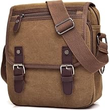 CAAORDKSO Vintage Canvas Messenger bag for Men Women Crossbody Bag Shoulder Bag Travel Bag for Teen Work Daily Satchel Bag