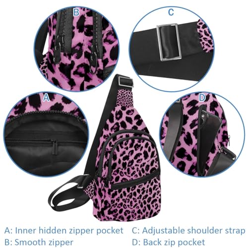 Sac à dos à bandoulière léopard violet avec sangle réglable et confortable - 2