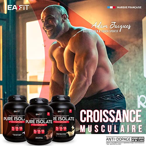 EAFIT - Pure Isolate - Whey Protein Isolate - Whey pour Prise de Masse et Musculation - 27g de Proteine, 6.5g de BCAA - Faible en sucres et matières grasses - 750 g - Vanille - Marque FR – Image 4