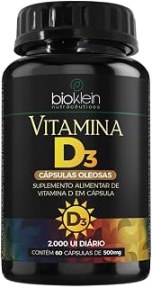 Vitamina D3 2000 UI - Vit D Colecalciferol 60 Cápsulas Oleosas Softgel Bioklein
