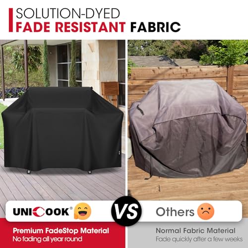 Image of Unicook Grill Cover Compatible with Weber Genesis 400 Series, Heavy Duty Waterproof Outdoor BBQ Cover, Fade Resistant Barbecue Protector, Compared to Weber 7758, Fits Grills up to 69 Inches Wide
