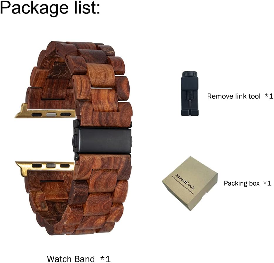 Wooden Band Compatible with Apple Watch 42(Series 3) 44 45 46 49MM, Hard Wood Strap,Bracelet for iWatch Series 10 9 8 7 6 5 4 3 SE Ultra