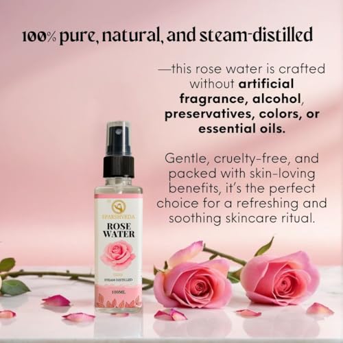 Image of Pure Rose Water (Gulab Jal) 200ml - 100% Natural Steam Distilled Face Toner, Hydrating Mist for Acne, Pore Tightening & Glowing Skin | Alcohol-Free Ayurvedic Spray Gulab Jal Face Spray for Refreshing Hydration, Makeup Setter, Sunburn Soother & Even Skin Tone