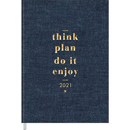 Agenda Costurada Diária de Mesa Executiva Cambridge Denim 2021, Tilibra, 315150