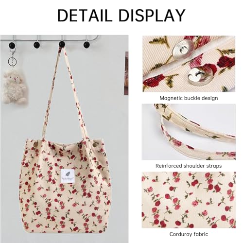Bolso tote grande de lona para mujer con bolsillos interiores miniatura 6