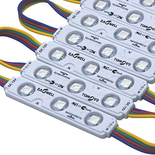 Super Deal Product EAGWELL 200 Pcs Super Bright 12V 1.44W 3 LED Module Lights 5050 SMD RGB Color Changing 100Ft Waterproof Light Lamp for Home Garden Xmas Wedding Party Decoration or Letter Design (RGB Injection) Super Deal Product EAGWELL 200 Pcs Super Bright 12V 1.44W 3 LED Module Lights 5050 SMD RGB Color Changing 100Ft Waterproof Light Lamp for Home Garden Xmas Wedding Party Decoration or Letter Design (RGB Injection)