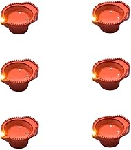 Water Sensor Led Diyas E-Diya, No-Oil, No-Electricity Warm Orange Ambient Lights, Battery Operated Led Candles for Home Decor, Festivals Decoration Diwali Lights (6PCS)
