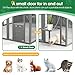 Luxury Cat Cage Outdoor Wooden Catio Enclosure Patio Large Cat Run House for Multiple Pets Walk in Kitten Kennel with Bouncy Bridge, Platforms, Small Houses, Seating and Sunshine Panel- 108.7''
