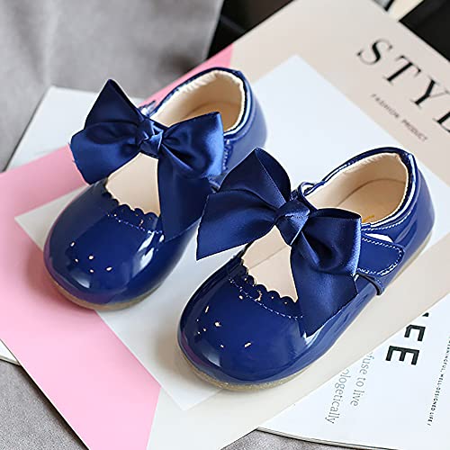 Stylein Toddler Baby Girl's Dress Shoes Ballerina Wedding Party Princess Mary Jane Flats Dark Blue #TOP3