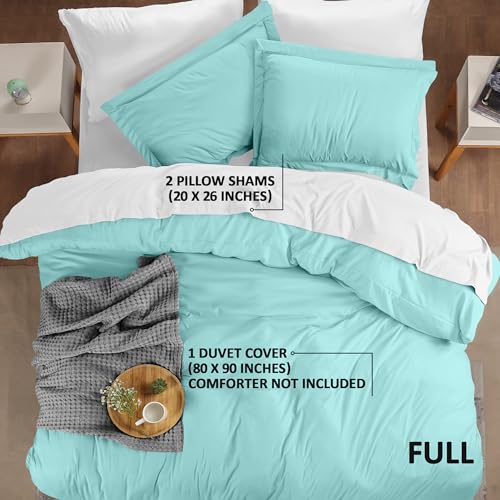 Utopia Bedding Duvet Cover Full Size - 3 Piece with Zipper Closure - 1 Comforter Cover 80X90 Inches & 2 Pillow Shams 20X26 Inches (Spa Blue) Comforter Not Included