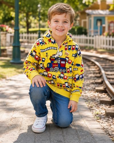 Image of Popshion Boys Toddler Cartoon Dinosaur Hoodies Jacket Cool Long Sleeve Zipper Hooded Sport Sweatshirt Coat for Kids 1-7 Years